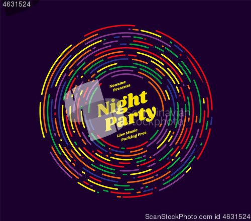 Image of Night party vector illustration. Rounded lines design style.