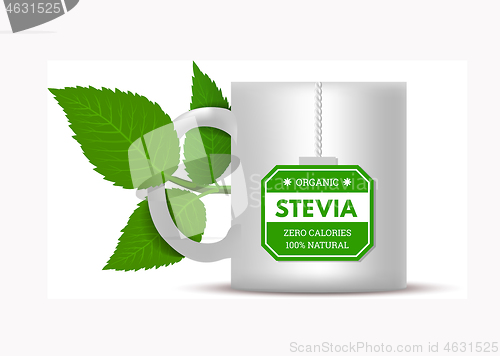 Image of Mug with stevia leaves on a white background. Vector illustration