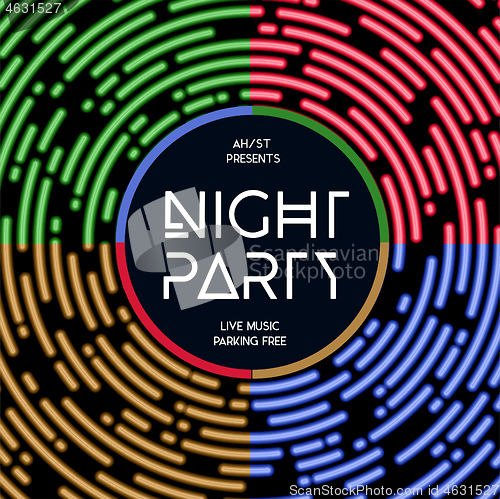 Image of Night party vector illustration. Rounded lines design style.