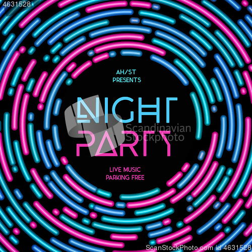 Image of Night party vector illustration. Rounded lines design style.