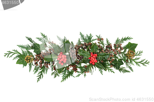 Image of Decorative Holly and Winter Greenery Abstract