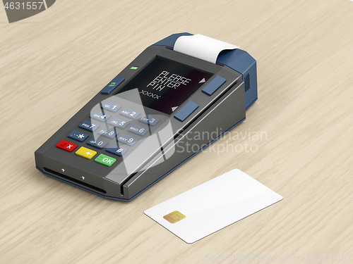 Image of Credit card terminal and blank card