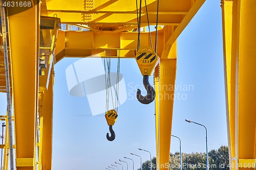 Image of Crane with hooks hanging