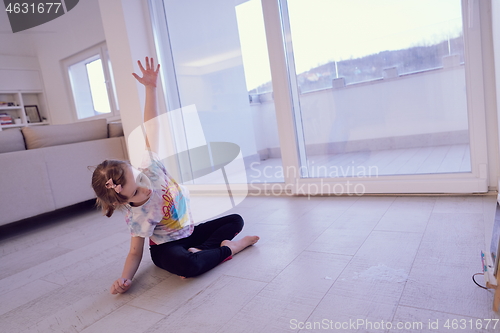 Image of girl online education ballet class at home