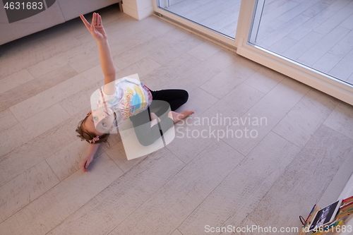 Image of girl online education ballet class at home