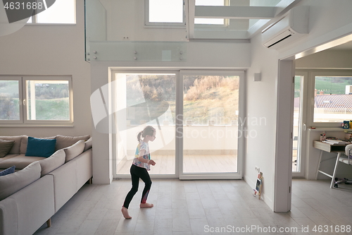 Image of girl online education ballet class at home