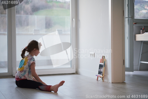 Image of girl online education ballet class at home