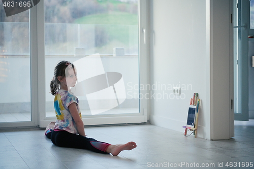 Image of girl online education ballet class at home
