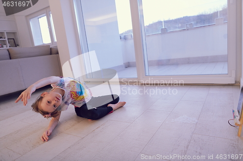 Image of girl online education ballet class at home