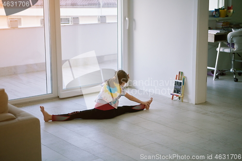 Image of girl online education ballet class at home