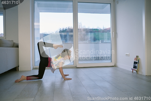 Image of girl online education ballet class at home