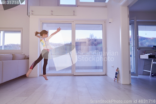 Image of girl online education ballet class at home