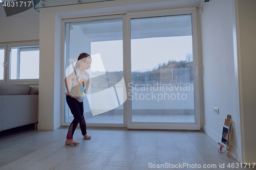 Image of girl online education ballet class at home