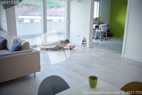 Image of girl online education ballet class at home