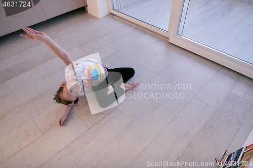 Image of girl online education ballet class at home