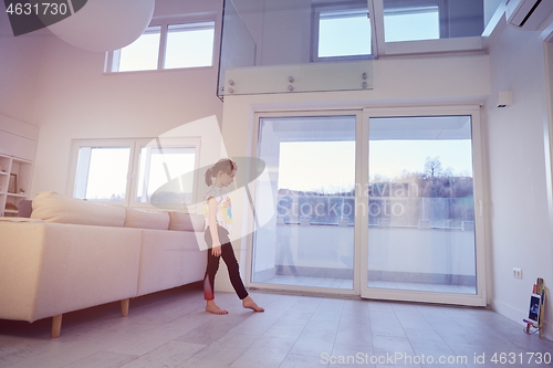 Image of girl online education ballet class at home