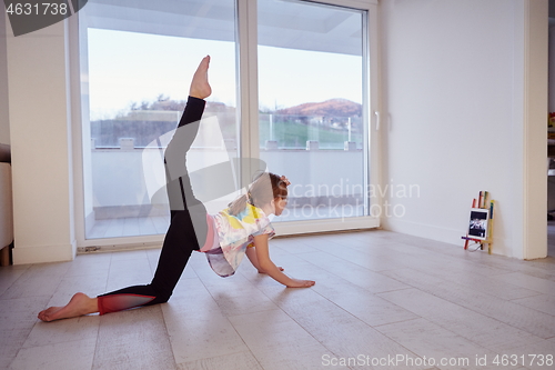 Image of girl online education ballet class at home