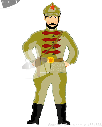 Image of Vector illustration of the soldier in form of the red army