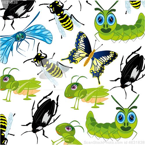 Image of Insect decorative pattern on white background is insulated