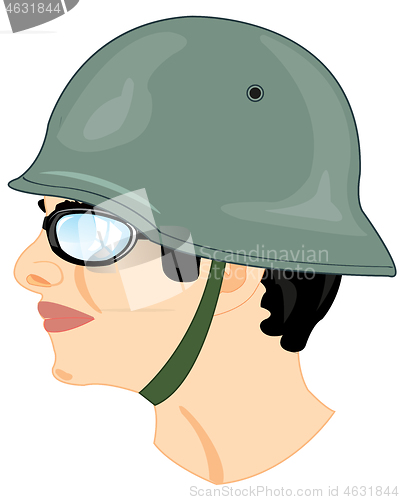 Image of Head men in german helmet type from the side