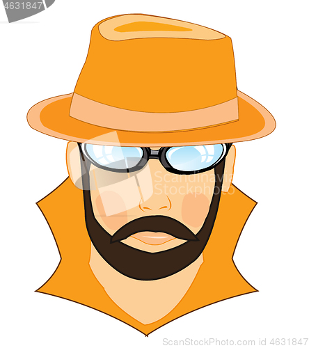 Image of Portrait men spy in hat and spectacles