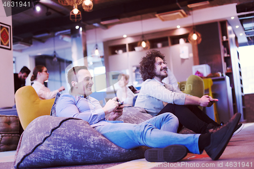 Image of startup Office Workers Playing computer games