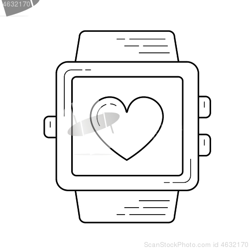 Image of Smartwatch with heart line icon.