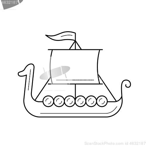 Image of Viking ship line icon.