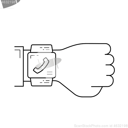 Image of Smart watch phone line icon.