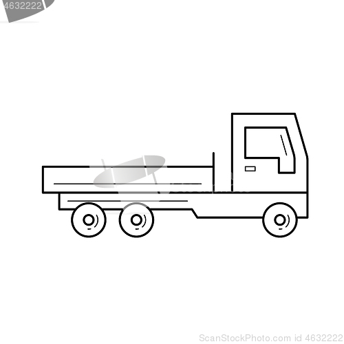 Image of Flat bed truck line icon.