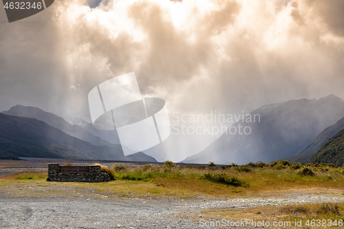 Image of dramatic landscape scenery Arthur\'s pass in south New Zealand