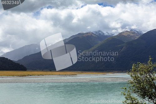 Image of riverbed landscape scenery in south New Zealand