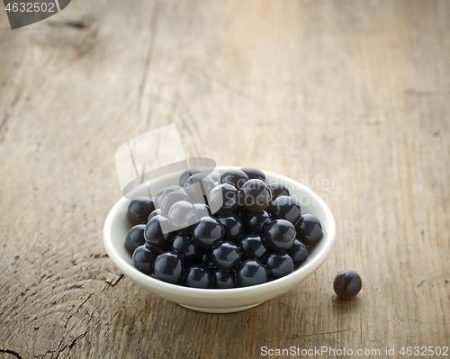 Image of black tapioca pearls for bubble tea