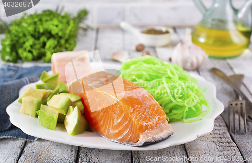 Image of salmon with zucchini