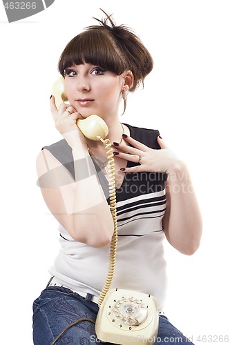 Image of The mad housewife with phone. funny picture