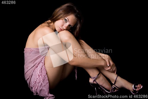 Image of the sexy young beauty woman. Isolated on black 
