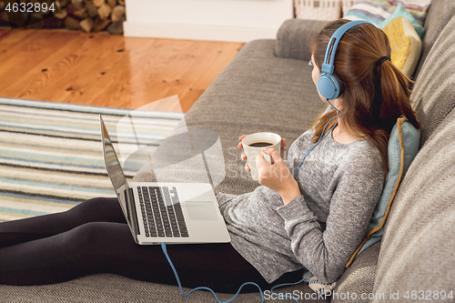 Image of Working at home while listen music