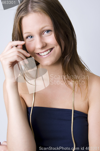 Image of young beautiful happy woman