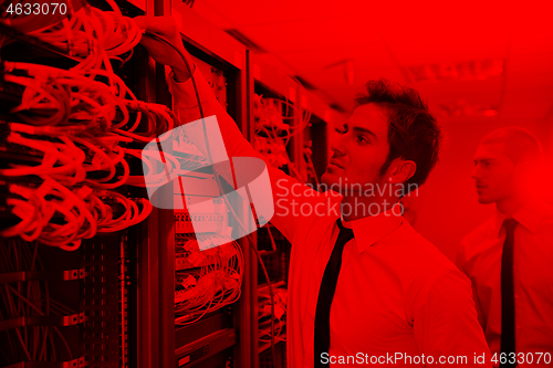 Image of it engineers in network server room