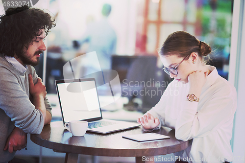 Image of startup Business team Working With laptop in creative office