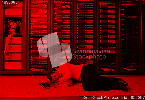 Image of system fail situation in network server room