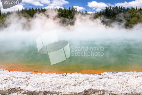 Image of hot sparkling lake in New Zealand