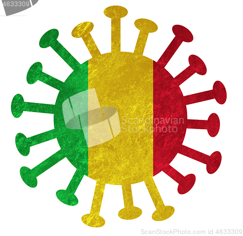 Image of The national flag of Mali with corona virus or bacteria