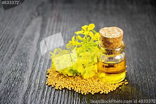 Image of Oil mustard in bottle the board
