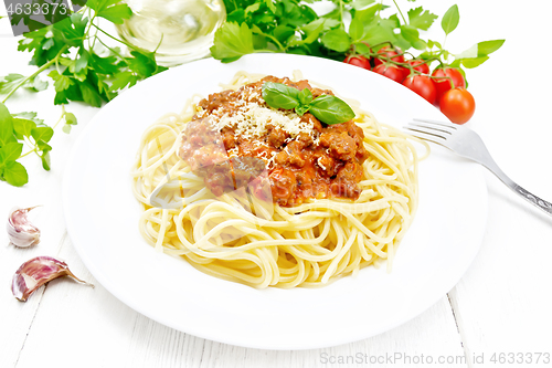 Image of Spaghetti with bolognese on board