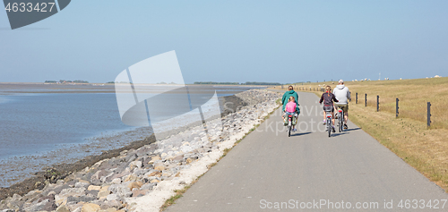 Image of Cyclists cycling on a dyke