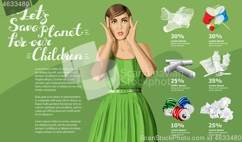 Image of Vector Recycling Garbage And Woman