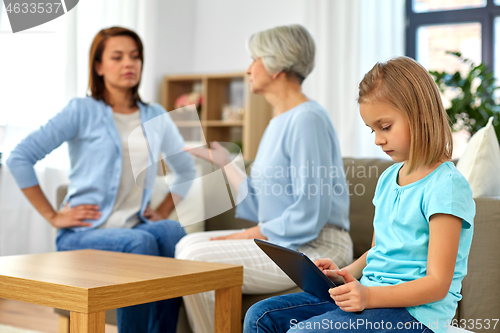 Image of daughter, mother and grandmother arguing at home