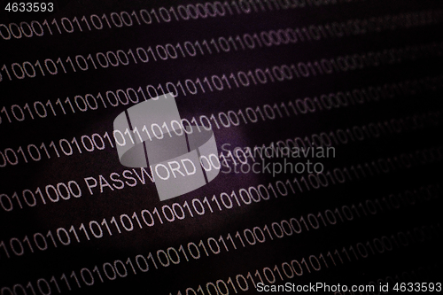 Image of Binary code, password on LCD-screen