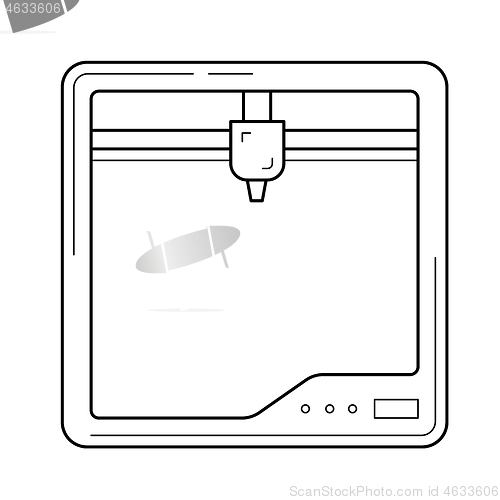 Image of Three D printer line icon.